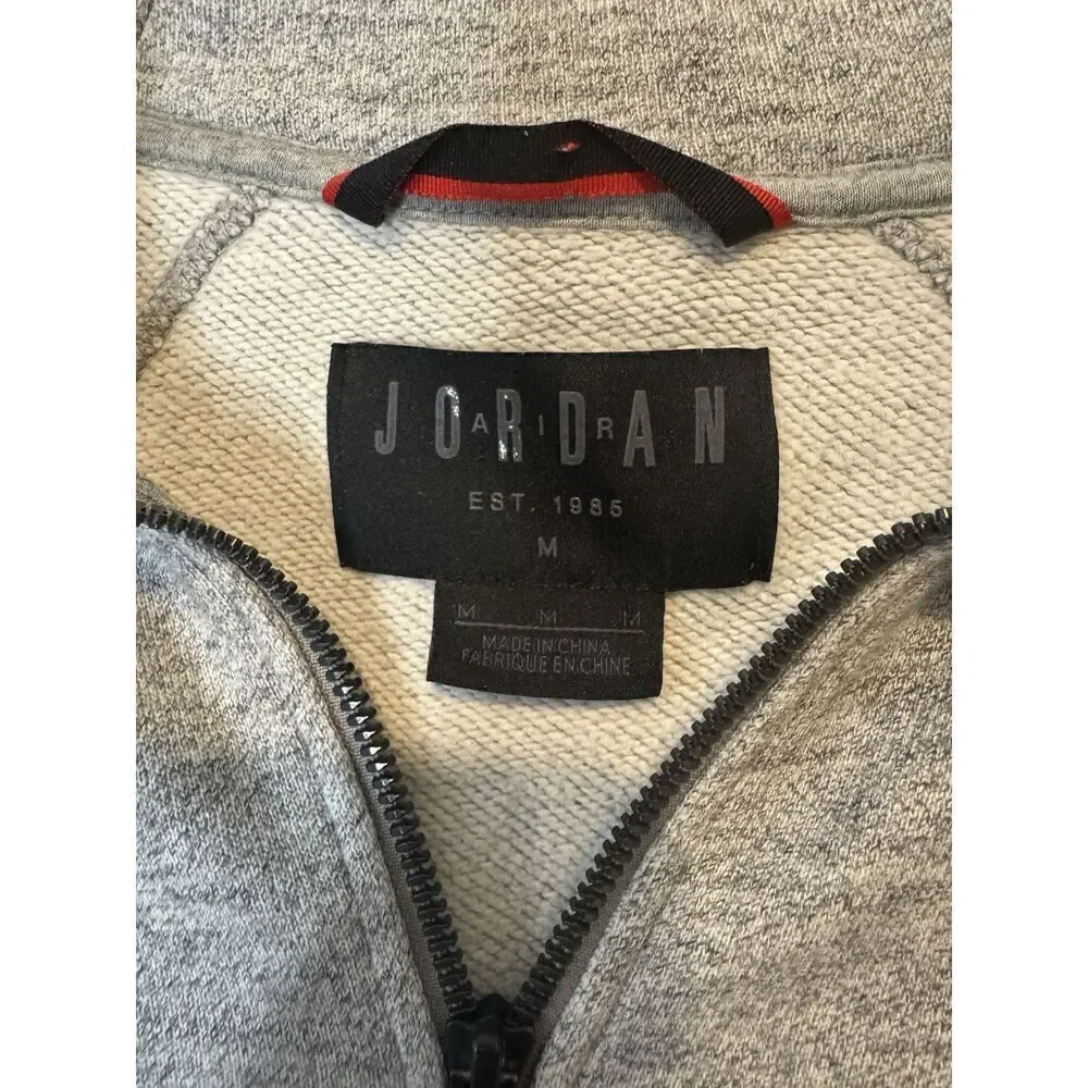 Jordan Nike Wings Fleece Hoodie Sweatshirt Gray Full Zip Size Medium - Picture 6 of 7